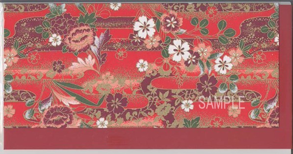 春節：手染友禅カード「紅白花」